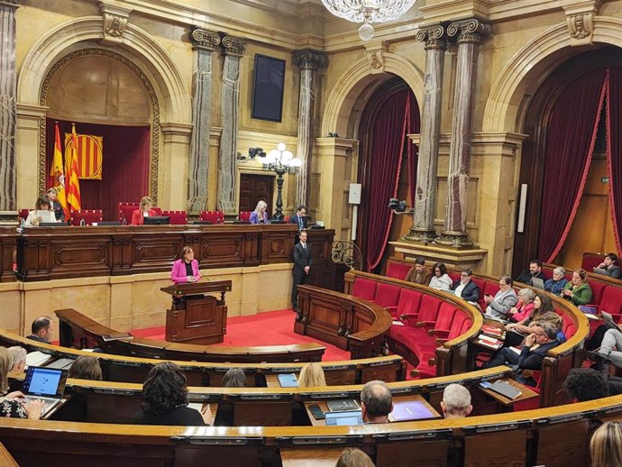 La consellera de Territorio, Vivienda y Transición Ecológica, Sílvia Paneque, en el pleno del Parlament, a 26 de noviembre de 2024