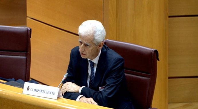 El vicepresidente de SEPI, Bartolomé Lora, durante su comparecencia en la comisión de investigación del Senado sobre el 'caso Koldo'.