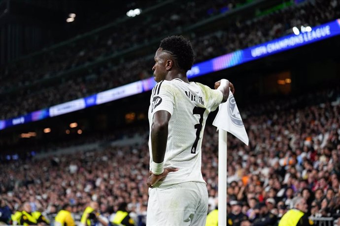 El jugador brasileño del Real Madrid Vinicius Junior durante un partido de Liga de Campeones.