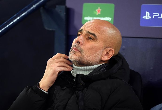 26 November 2024, United Kingdom, Manchester: Manchester City manager Pep Guardiola pictured during the UEFA Champions League soccer match between Manchester City and Feyenoord at the Etihad Stadium. Photo: Martin Rickett/PA Wire/dpa