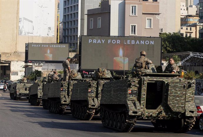 Archivo - Militares del Ejército regular de Líbano en Beirut, la capital del país