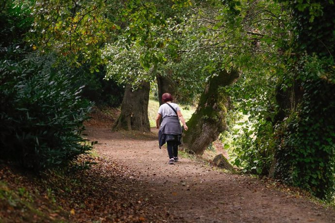 Archivo - Una persona camina por un parque, a 21 de septiembre de 2024, en Lugo, Galicia (España).