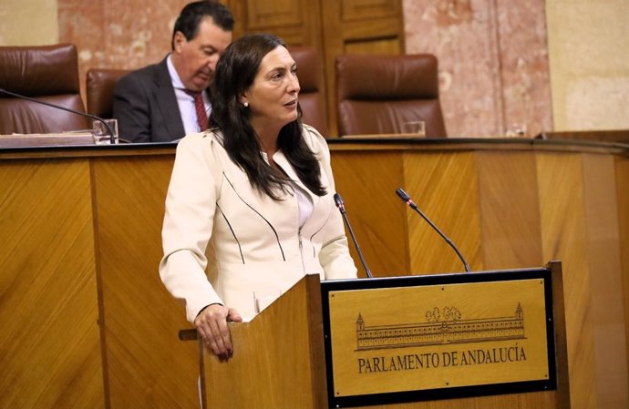 La consejera de Inclusión Social, Juventud, Familias e Igualdad, Loles López, comparece en el Pleno del Parlamento andaluz.