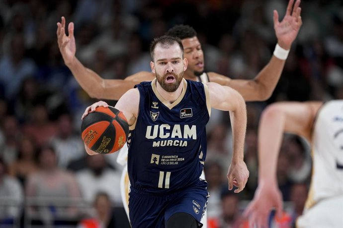 Archivo - Nemanja Radovic of UCAM Murcia in action during the Spanish League, Liga ACB Endesa Final 2, basketball match played between Real Madrid and UCAM Murcia at Wizink Center pavilion on June 10, 2024, in Madrid, Spain.
