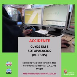 Gráfico elaborado por el 112 con datos del accidente ocurrido en la CL-629 en Sotopalacios (Burgos)