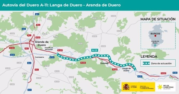 Esquema de las obras de la A-11 entre Langa de Duero (Soria) y Aranda de Duero (Burgos)