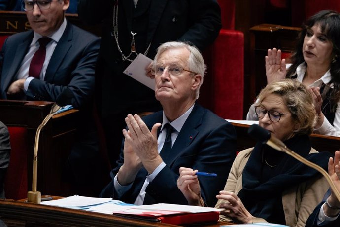 Michel Barnier, primer ministro de Francia, durante una sesión de control en la Asamblea Nacional