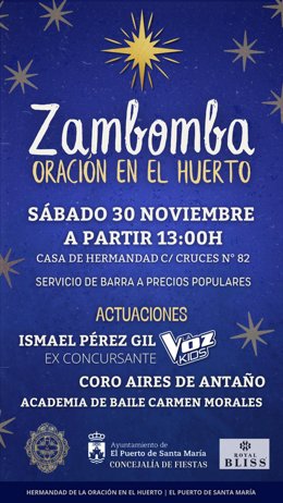 Cartel de la primera zambomba con la que El Puerto iniciará sus fechas navideñas. 