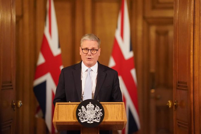 28 November 2024, United Kingdom, London: UK Prime Minister Sir Keir Starmer speaks during a press conference on migration at 10 Downing Street. Photo: Stefan Rousseau/PA Wire/dpa