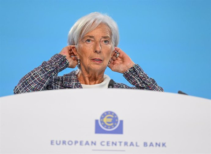 Archivo - 18 July 2024, Hesse, Frankfurt/Main: President of the European Central Bank (ECB) Christine Lagarde attends a press conference at the ECB headquarters. Photo: Arne Dedert/dpa