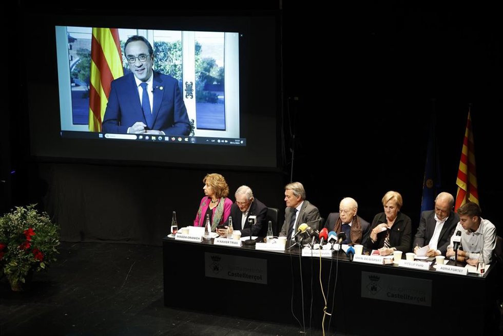 El presidente del Parlament, Josep Rull, en un acto de homenaje al expresidente de la Generalitat Jordi Pujol en Castellterol (Barcelona)