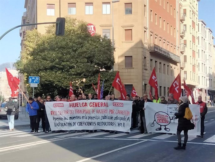 Manifestación del transporte de viajeros por carretera.