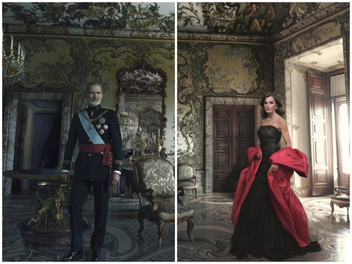 El retrato de los Reyes realizado por la fotógrafa estadounidense Annie Leibovitz es un díptico que destaca el lado más regio de Felipe VI y el más glamouroso de Doña Letizia