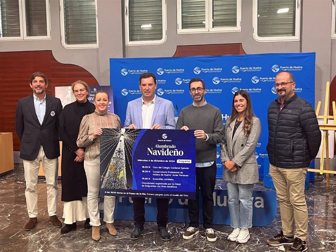 Presentación del alumbrado navideño del Puerto de Huelva.