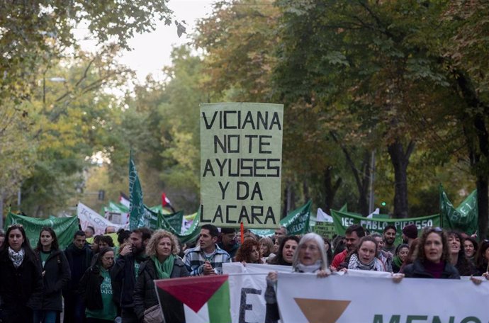 Varias personas durante una manifestación por la educación pública, a 21 de noviembre de 2024, en Madrid (España). 