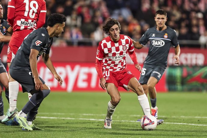 Bryan Gil of Girona FC in action during the Spanish league, La Liga EA Sports, football match played between Girona FC and RCD Espanyol at Estadio de Montilivi on November 23, 2024 in Girona, Spain.