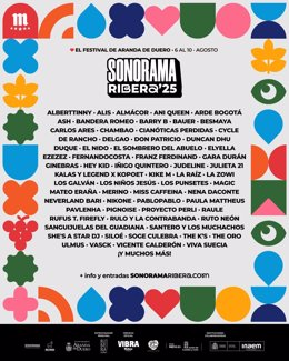 Cartel con las primeras confirmaciones del Sonorama Ribera de 2025.