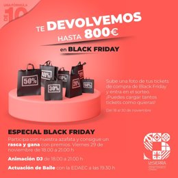 Cartel del centro comercial La Sierra en Córdoba, propiedad de Carmila y Carrefour Property, por el 'Black Friday'.