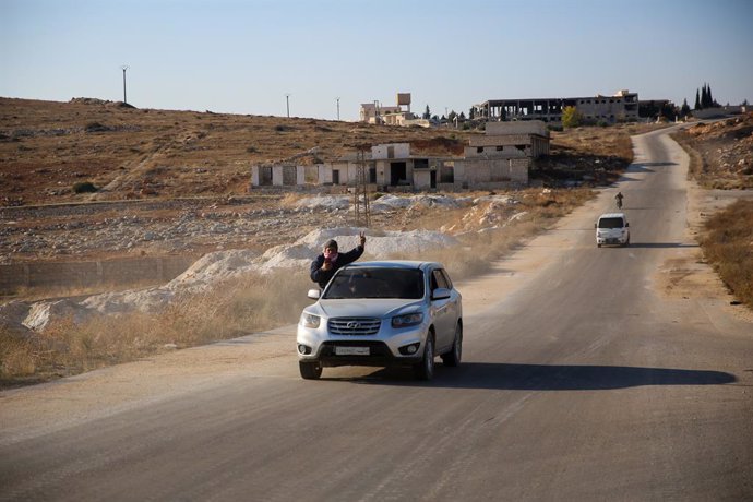 November 28, 2024, Western Aleppo Countryside, Aleppo Governorate, Syria: Aleppo, Syria, 28 November 2024. A military vehicle belonging to Syrian opposition rebels during a military offensive against Syrian government forces in the western Aleppo countrys