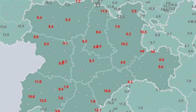 Temperaturas en Castilla y León este sábado