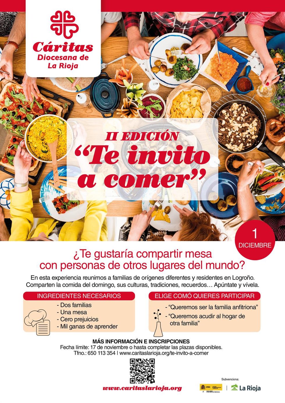Archivo - Cáritas anima a familias de diferentes culturas a reunirse en torno a una mesa en la 2 edición de 'Te invito a comer'