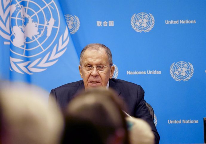 Archivo - September 28, 2024, New York City, New York: (NEW) Press Conference with Mr. Sergey V. Lavrov, Minister for Foreign Affairs of the Russian FederationÃÂ during UNGA79. September 28, 2024, New York, USA: Press Conference with Mr. Sergey V. Lavrov