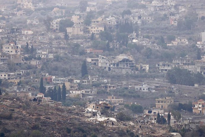 Imagen tomada desde el lado israelí de la frontera entre Líbano e Israel.