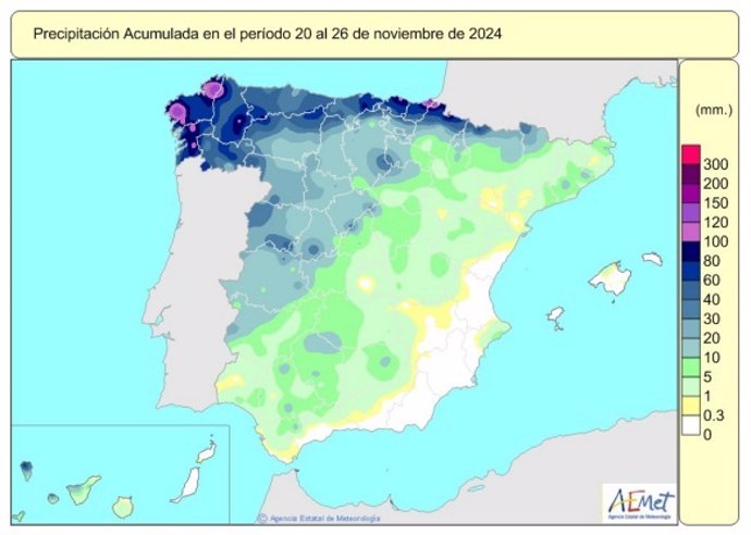 Las lluvias acumuladas desde octubre están un 29% sobre su valor normal pero seis puntos menos que la semana pasada.