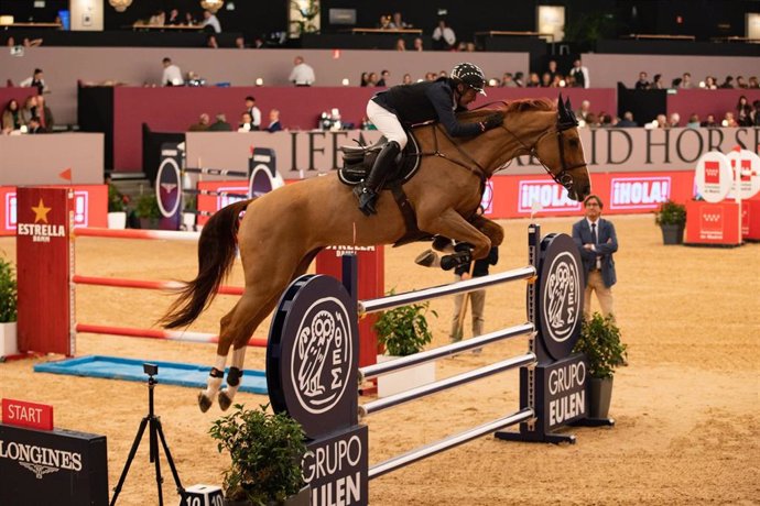 Un jinete y su caballo durante la segunda jornada de Madrid Horse Week, en IFEMA, a 29 de noviembre de 2024, en Madrid (España). 