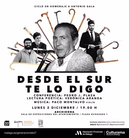 Cartel de promoción del espectáculo 'Desde el Sur te lo digo' en Málaga.