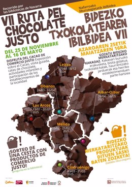 Cartel de la VII Ruta del Chocolate de Comercio Justo de Navarra.