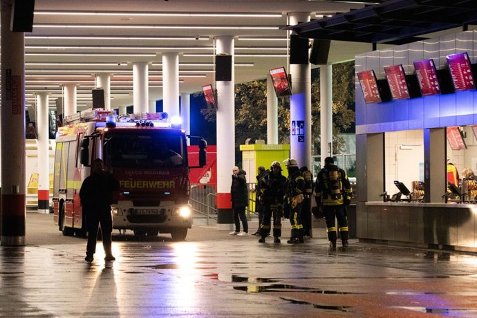 November 22, 2024, Leverkusen, North Rhine-Westphalia, Germany: Leverkusen, Germany, November 22th 2024: Fire trucks enter the stadium before the DFB-Pokal Frauen between Bayer Leverkusen and Carl Zeiss Jena at Ulrich-Haberland-StadionÂ in Leverkusen, Ger