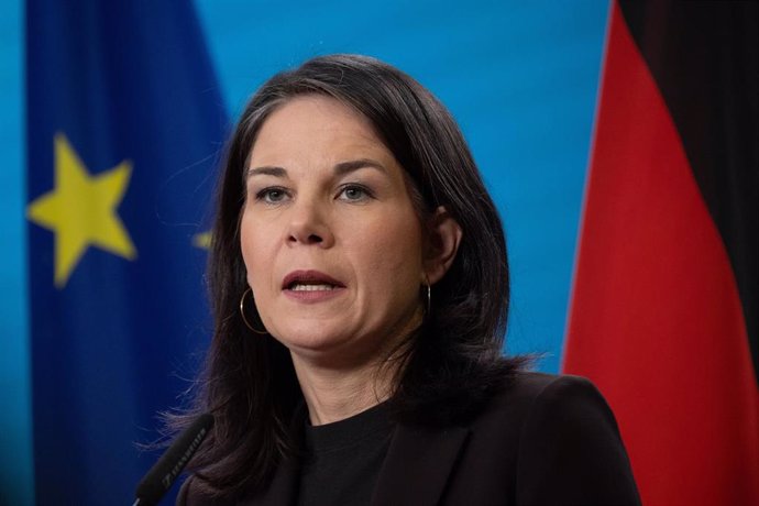 28 November 2024, Berlin: German Foreign Minister Annalena Baerbock, speaks during a joint statement with New Zealand's Deputy Prime Minister and Foreign Minister Winston Peters. Photo: Sebastian Christoph Gollnow/dpa