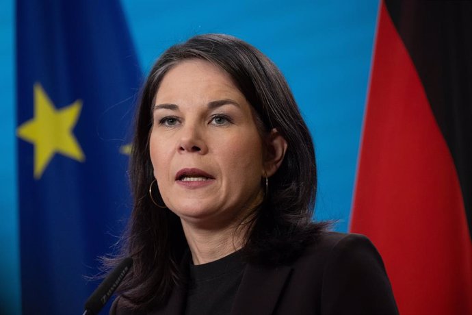 28 November 2024, Berlin: German Foreign Minister Annalena Baerbock, speaks during a joint statement with New Zealand's Deputy Prime Minister and Foreign Minister Winston Peters. Photo: Sebastian Christoph Gollnow/dpa