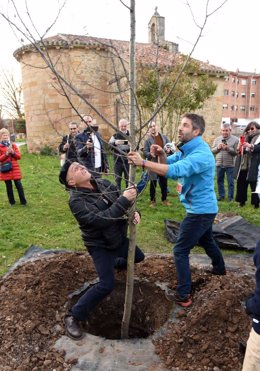 Aguilar de Campoo planta dos ejemplares en honor a Pepe Viyuela y Seminci