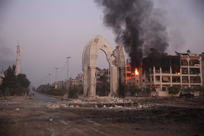 Imagen de archivo de combates en Alepo (Siria) 