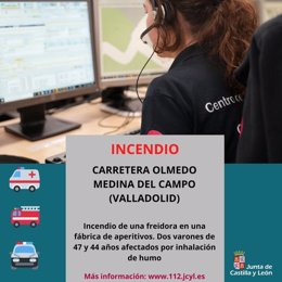 Gráfico elaborado por el 112 con datos del incendio en una fábrica de Medina