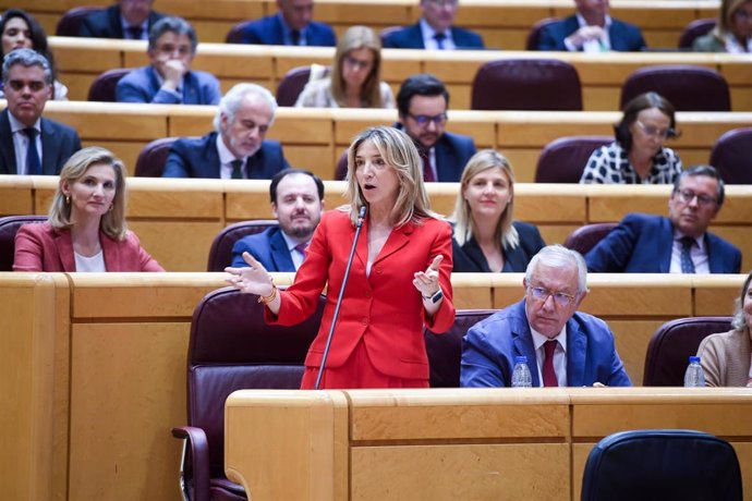 Archivo - La portavoz del PP en el Senado, Alicia García, durante una sesión de control al Gobierno, en el Senado, a 4 de junio de 2024, en Madrid (España).