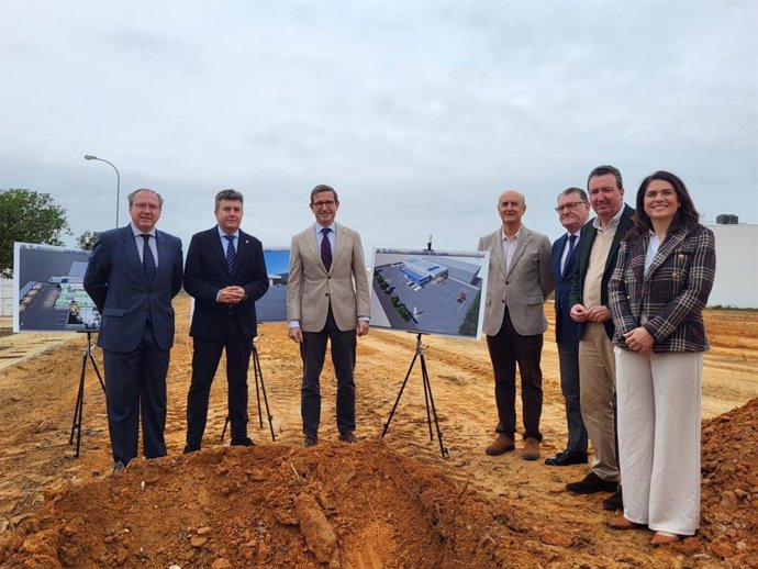 Acto de colocación de la primera piedra de la nueva estación ITV de Lepe (Huelva).