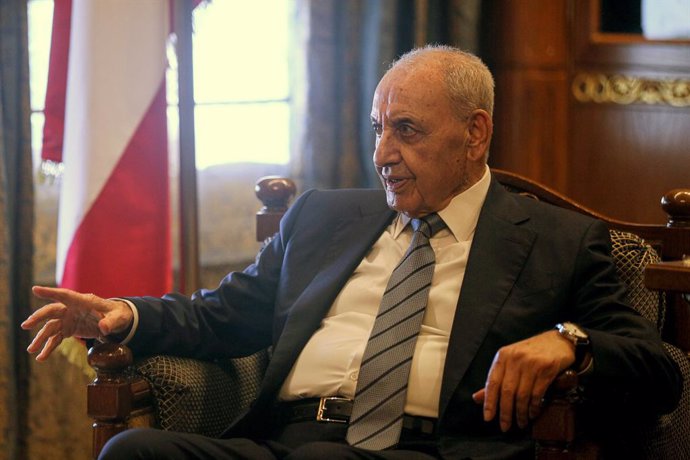 November 20, 2024, Beirut, Beirut, Lebanon: Lebanese Parliament Speaker Nabih Berri during his 2nd meeting with US special envoy Amos Hochstein in Beirut continuing an unusually long visit amid cautious optimism over a potential cease-fire agreement in th