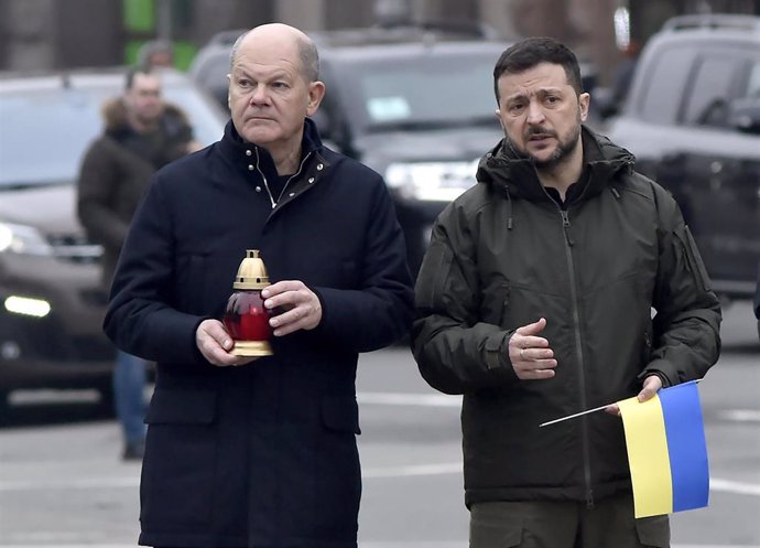 Olaf Scholz y Volodimir Zelenski, en Kiev.