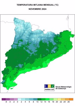 Temperatura media mensual en noviembre de 2024