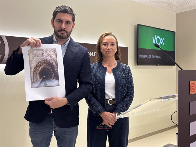 El portavoz de VOX en las Cortes de Aragón, Alejandro Nolasco, y la diputada Carmen Rouco.