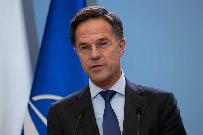 El secretario general de la OTAN, Mark Rutte, durante una rueda de prensa en Polonia (archivo)