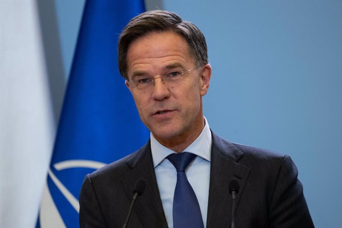 El secretario general de la OTAN, Mark Rutte, durante una rueda de prensa en Polonia (archivo)