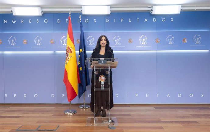 La portavoz de Vox, Pepa Millán, durante una rueda de prensa 