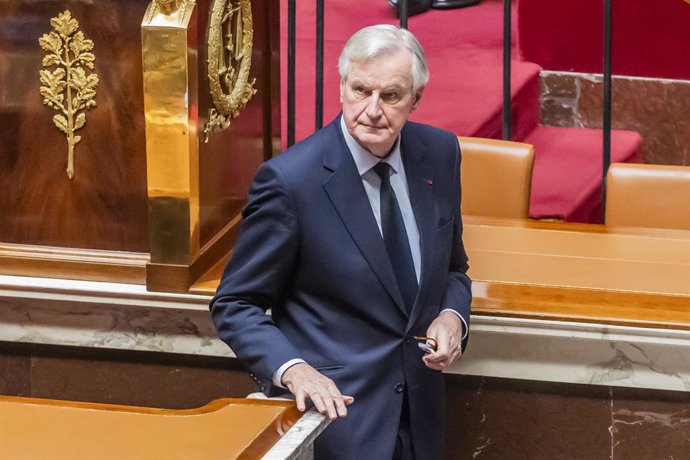 December 2, 2024, Paris, France, France: Paris, France December 2, 2024 - Voting session on the draft of the Social Security bill 2025 at the National Assembly, the French Parliament's lower house - michel barnier..POLITIQUE, ASSEMBLEE NATIONALE, MOTION D