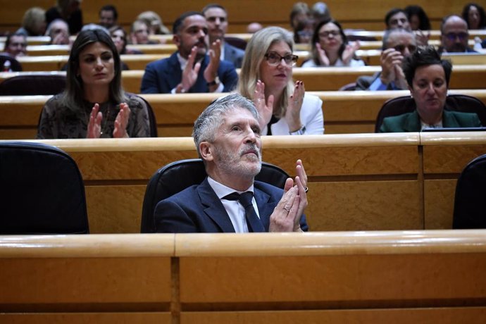 El ministro del Interior, Fernando Grande-Marlaska, durante una sesión de control al Gobierno en el Senado