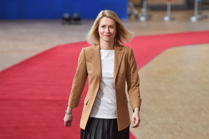 Archivo - HANDOUT - 21 March 2024, Belgium, Brussels: Estonian Prime Minister Kaja Kallas arrives to attend the EU summit in Brussels. Photo: Gaetan Claessens/European Council /dpa - ATTENTION: editorial use only and only if the credit mentioned above is 