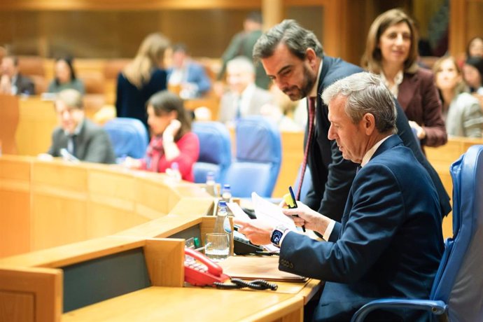 El presidente de la Xunta, Alfonso Rueda, en la sesión de control del Parlamento de Galicia